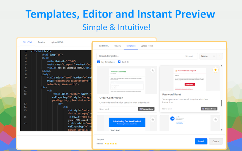 Интерфейс расширения html2email - дополнительные возможности