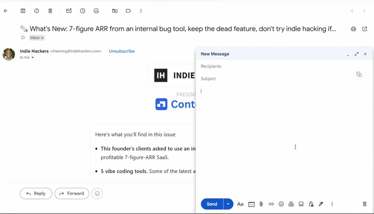 Put a designed email into Gmail in one click
